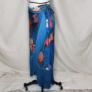🎇HOST PICK🎇Farm Rio Blue Jungle Fringe Wrap Skirt
